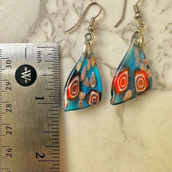 Blue glass drop earrings - Picture 8 of 8